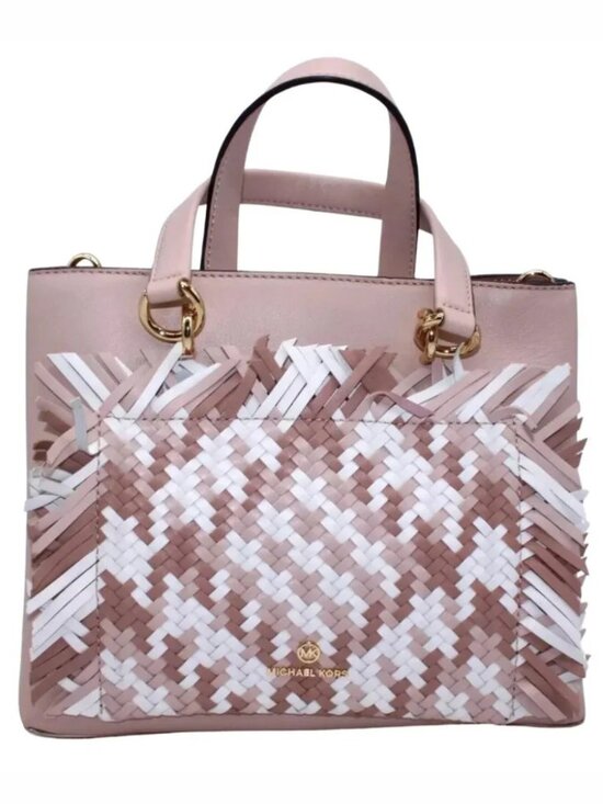 Michael Kors Handbags - Michael Kors Blakely Bucket Satchel Bag Purse Woven Leather With Gold Trim